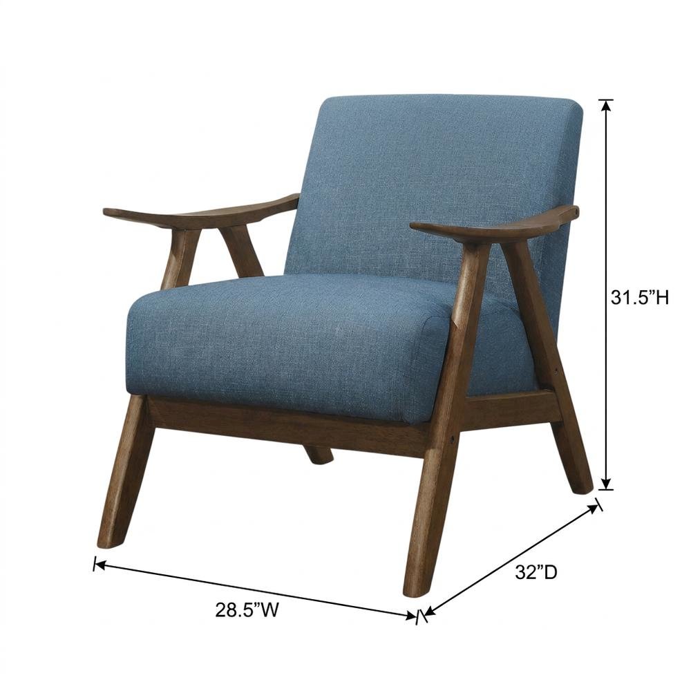 Damala Textured Fabric Upholstered Accent Chair, Mid Century Modern, Blue