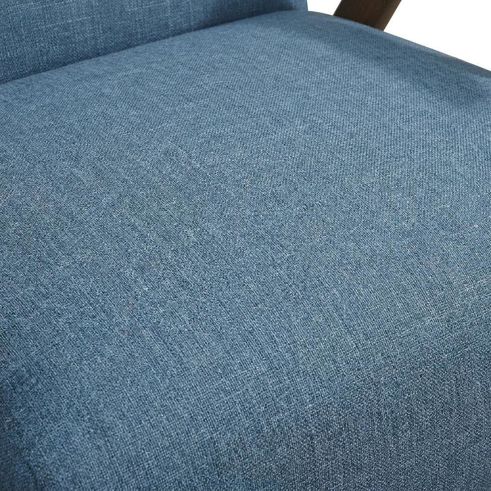 Damala Textured Fabric Upholstered Accent Chair, Mid Century Modern, Blue