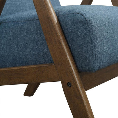 Damala Textured Fabric Upholstered Accent Chair, Mid Century Modern, Blue
