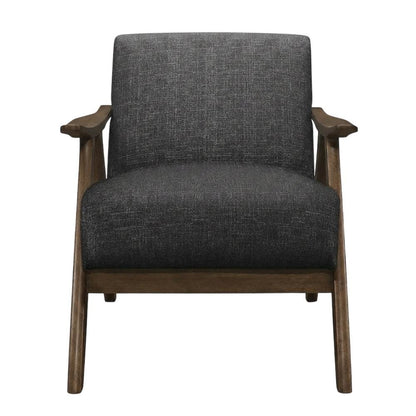 Damala Textured Fabric Accent Chair, Comfy Armchair for Living Room, Dark Gray