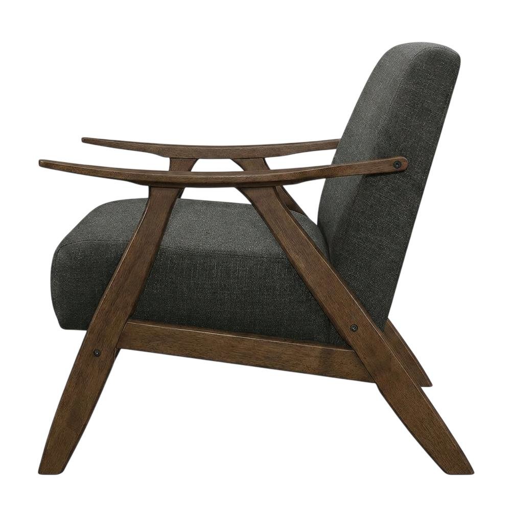 Damala Textured Fabric Accent Chair, Comfy Armchair for Living Room, Dark Gray