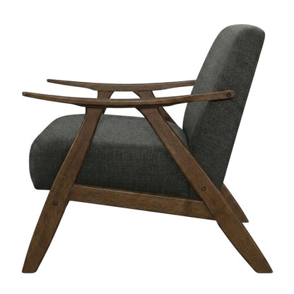 Damala Textured Fabric Accent Chair, Comfy Armchair for Living Room, Dark Gray