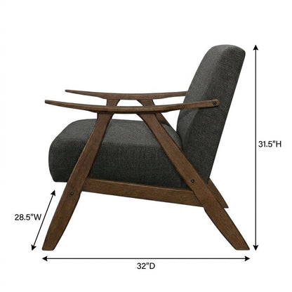 Damala Textured Fabric Accent Chair, Comfy Armchair for Living Room, Dark Gray