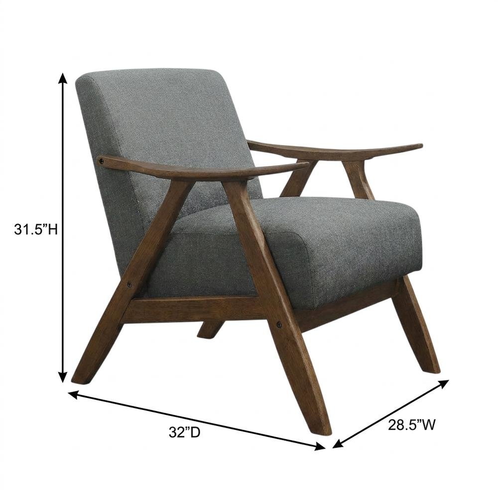 Damala Textured Fabric Accent Chair, Comfy Reading Chair for Living Room, Gray
