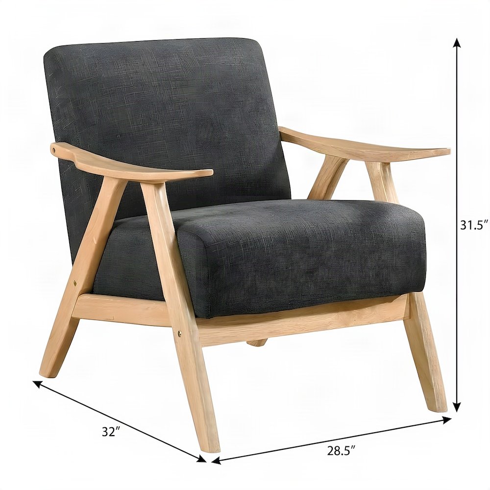 Textured Fabric Accent Chair with Upholstered Seat for Living Room, Dark gray