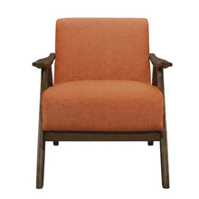 Damala Textured Fabric Upholstered Accent Chair, Mid-Century Modern, Orange