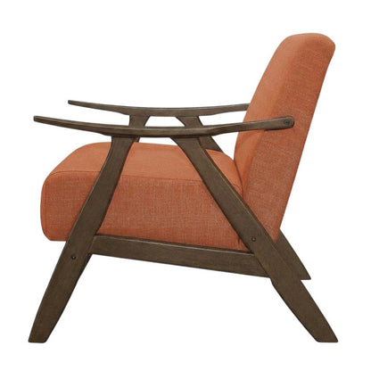 Damala Textured Fabric Upholstered Accent Chair, Mid-Century Modern, Orange