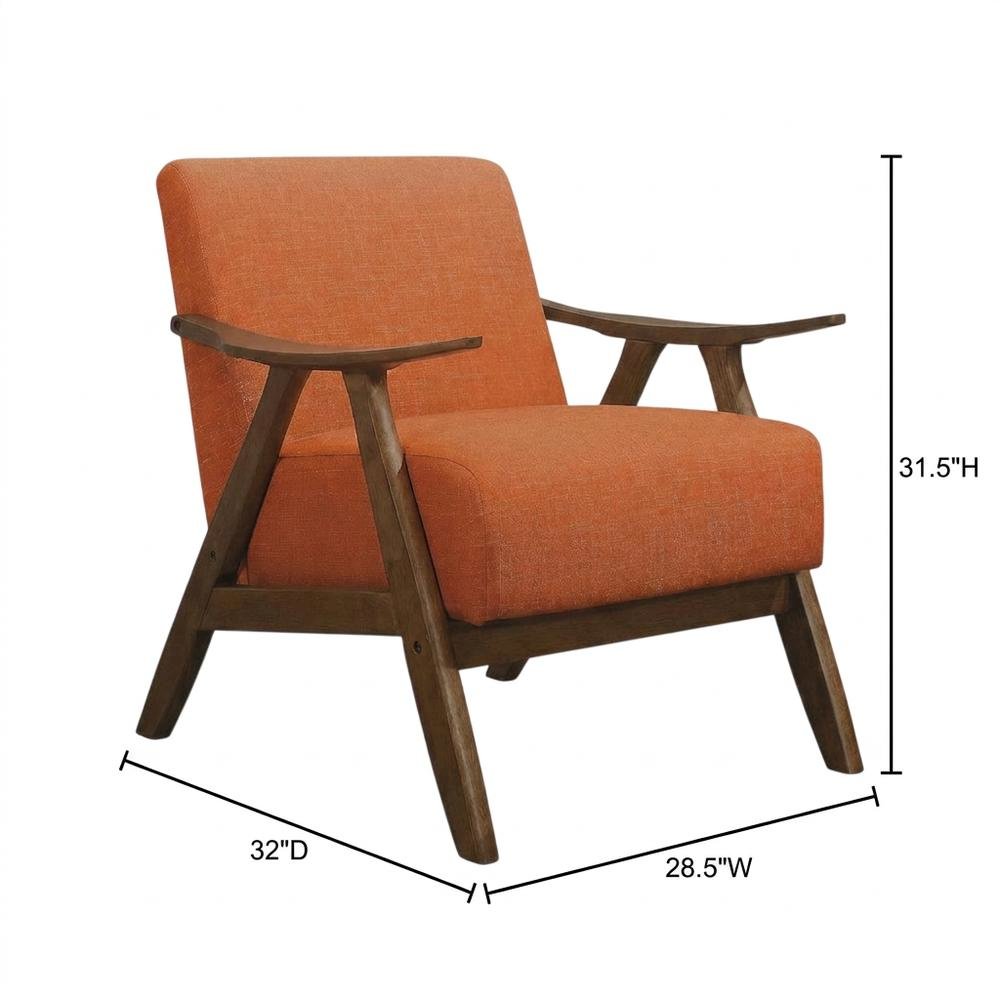 Damala Textured Fabric Upholstered Accent Chair, Mid-Century Modern, Orange