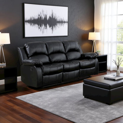 Black Leather Recliner Sofa, Elegant Sofa Recliner for Living Rooms