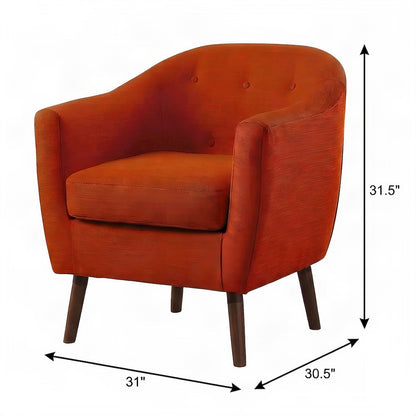 Textured Fabric Accent Chair with Cushioned Seat for Living Room, Orange