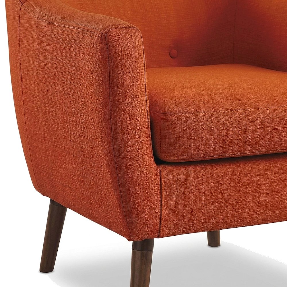 Textured Fabric Accent Chair with Cushioned Seat for Living Room, Orange