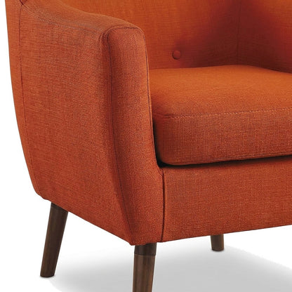 Textured Fabric Accent Chair with Cushioned Seat for Living Room, Orange