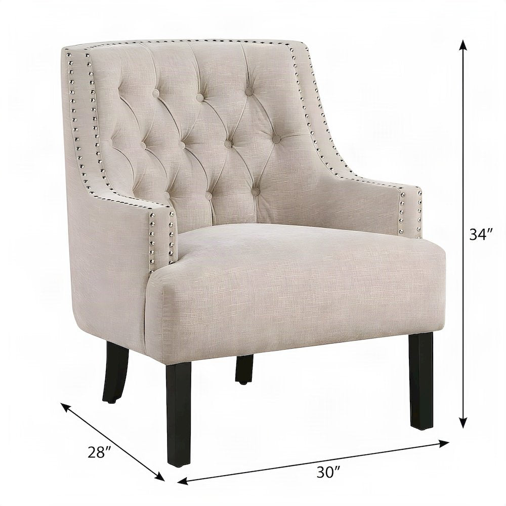 Textured Chenille Upholstered Armchair, Cozy Accent Chair for Reading, Cement