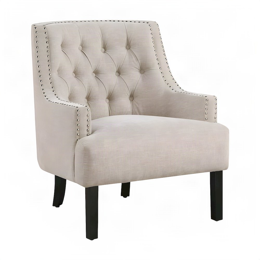 Textured Chenille Upholstered Armchair, Cozy Accent Chair for Reading, Cement