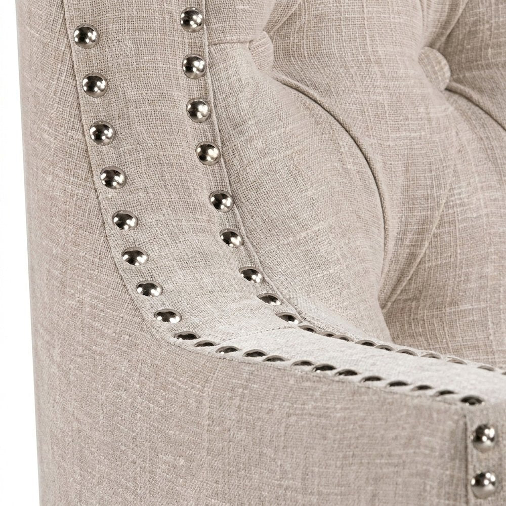 Textured Chenille Upholstered Armchair, Cozy Accent Chair for Reading, Cement