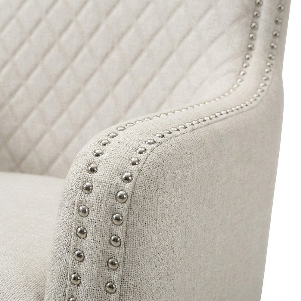 Avalon Textured Fabric Accent Chair with Upholstered Seat and Back, Beige