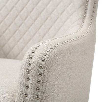 Avalon Textured Fabric Accent Chair with Upholstered Seat and Back, Beige