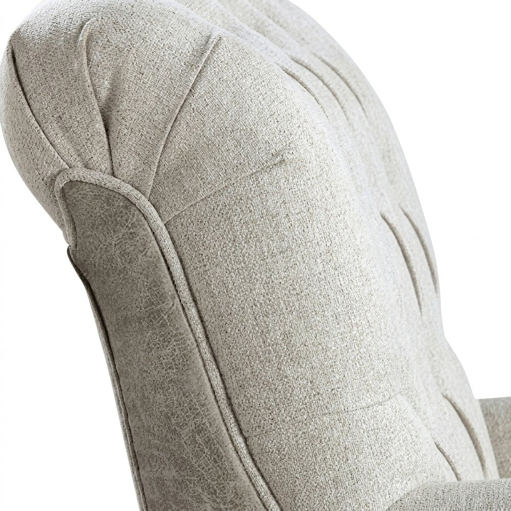 Textured Fabric Accent Chair with Cushioned Seat for Bedroom, Beige