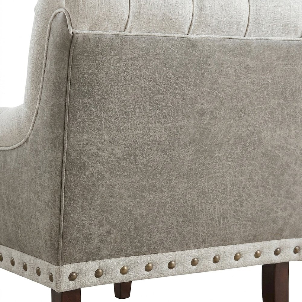 Textured Fabric Accent Chair with Cushioned Seat for Bedroom, Beige