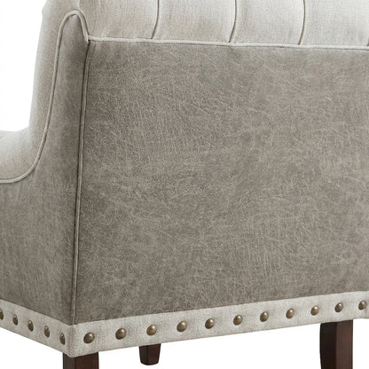 Textured Fabric Accent Chair with Cushioned Seat for Bedroom, Beige