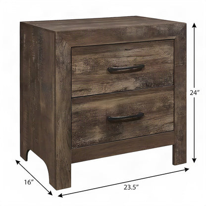 Asian Hardwood Nightstand with Drawer, Bedside Table Night Stand, Rustic Brown