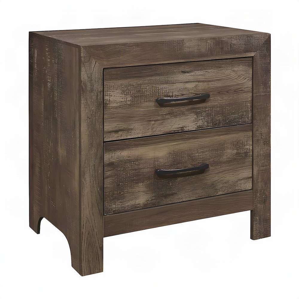 Asian Hardwood Nightstand with Drawer, Bedside Table Night Stand, Rustic Brown