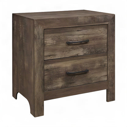 Asian Hardwood Nightstand with Drawer, Bedside Table Night Stand, Rustic Brown