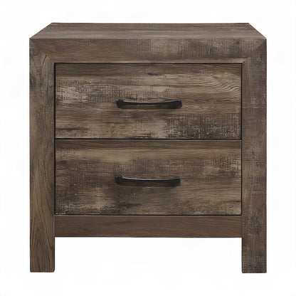 Asian Hardwood Nightstand with Drawer, Bedside Table Night Stand, Rustic Brown
