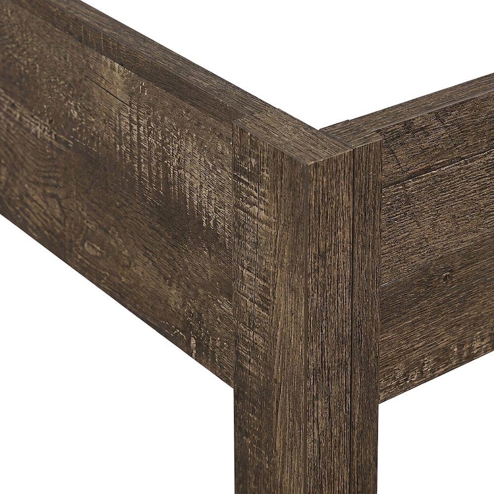 Asian Hardwood Twin Bed Frame with Headboard, Wooden Panel Bed, Rustic Brown