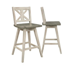 Wood Swivel Counter Stools with Back, Gray and Black, Set of 2