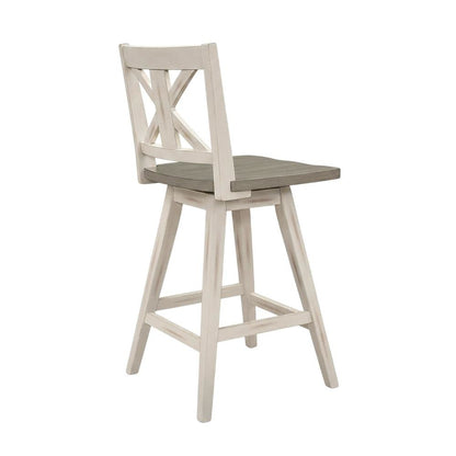Wood Swivel Counter Stools with Back, Gray and Black, Set of 2