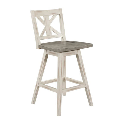 Wood Swivel Counter Stools with Back, Gray and Black, Set of 2