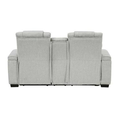 Ronan Microfiber 2pc Set: Sofa, Love in Light Gray