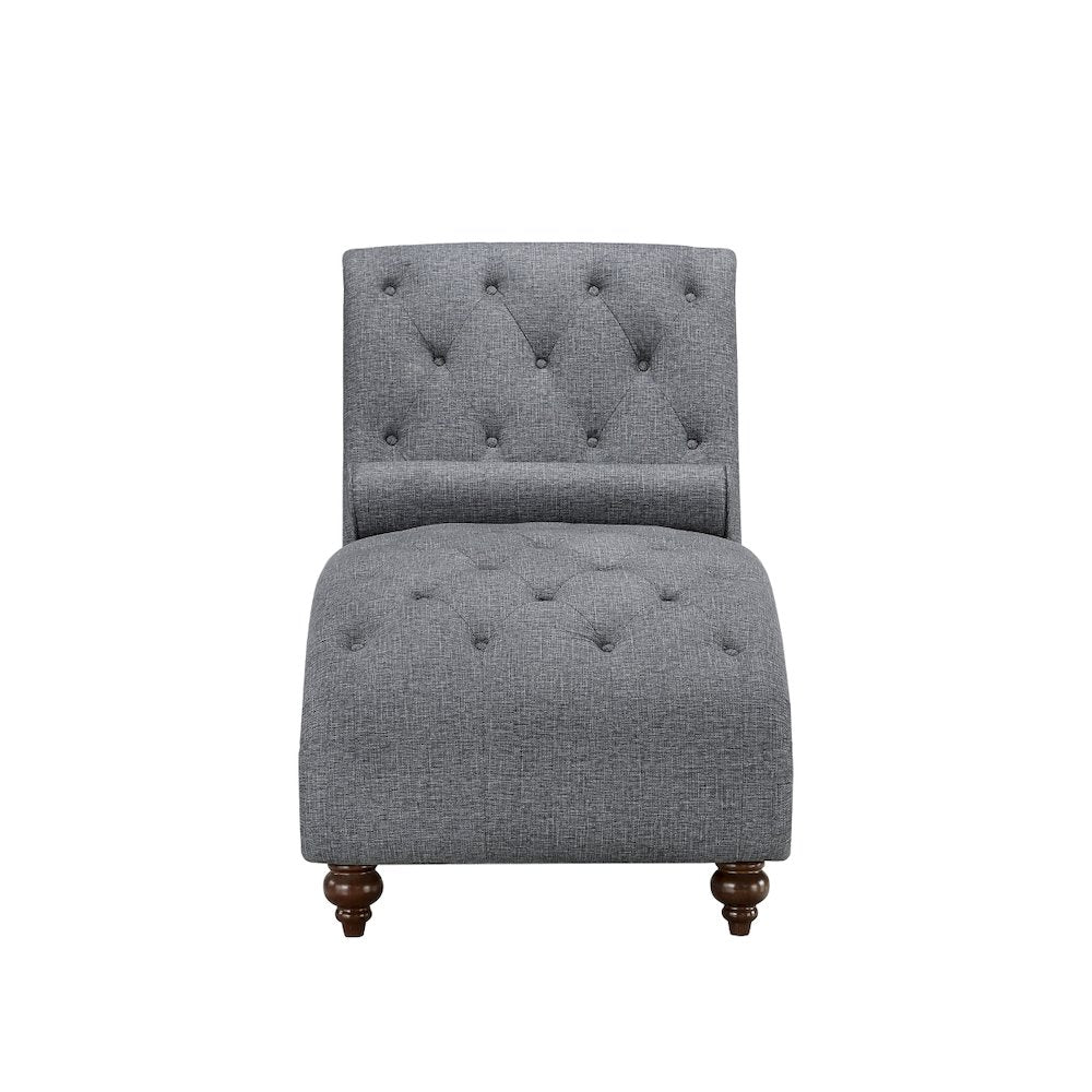 Lexicon Bonne Textured Fabric Chaise with 1 Bolster Pillow in Dark Gray
