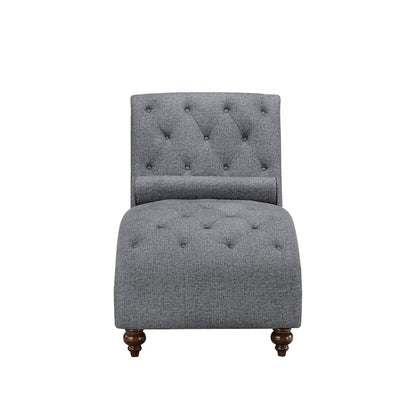 Lexicon Bonne Textured Fabric Chaise with 1 Bolster Pillow in Dark Gray
