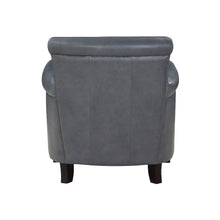 Elegant Burnish Gray Leather Accent Chair with Arm Rest and Nailheads Trim