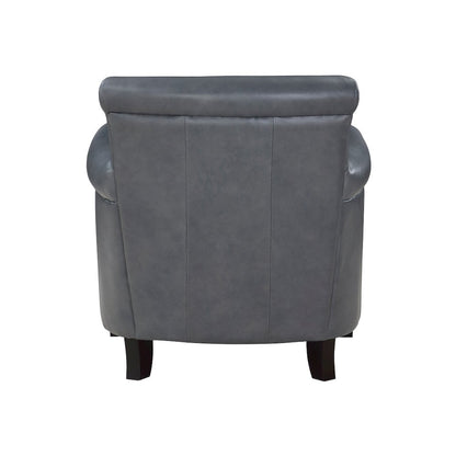 Elegant Burnish Gray Leather Accent Chair with Arm Rest and Nailheads Trim