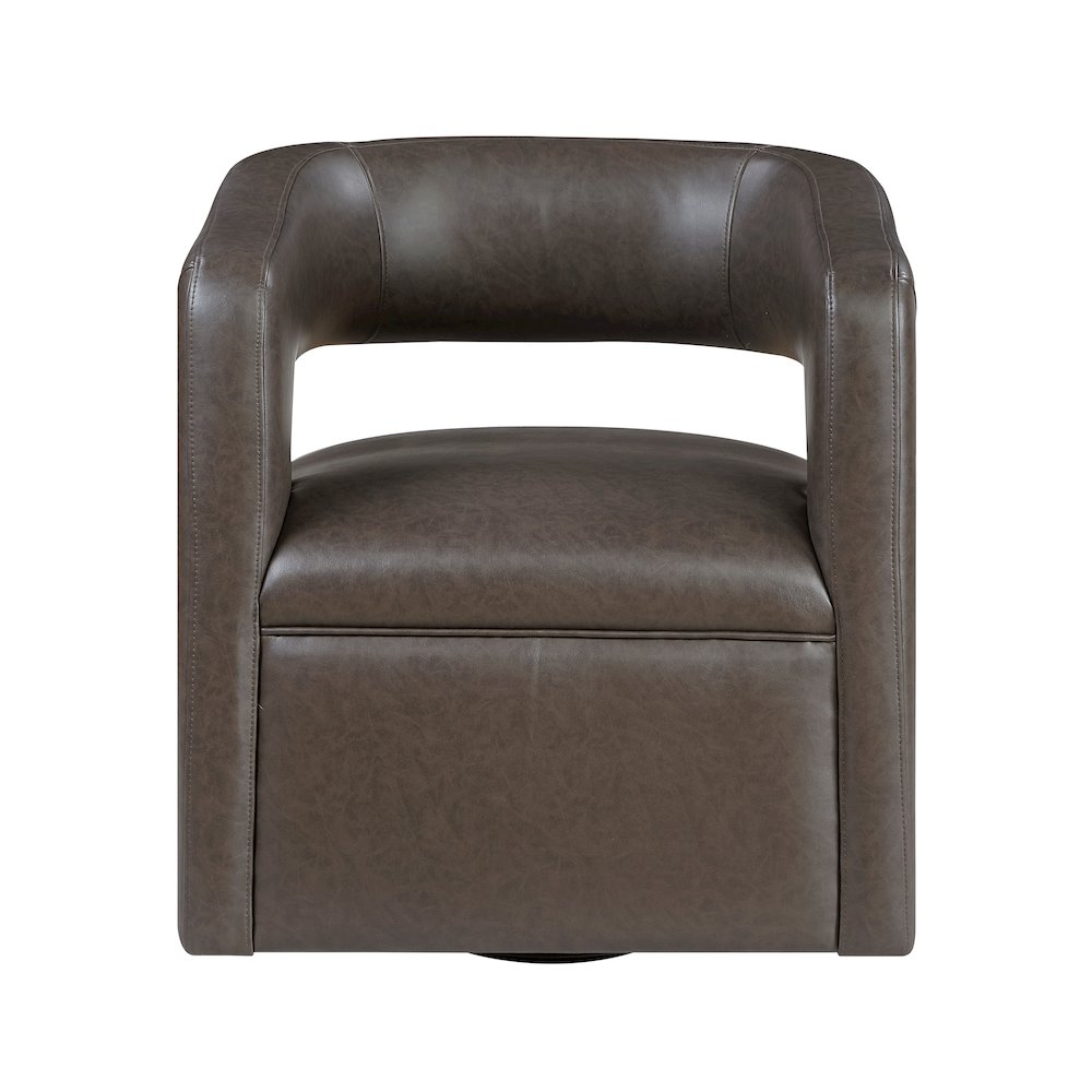 Sawyer Faux Leather Swivel Chair in Dark Coffee