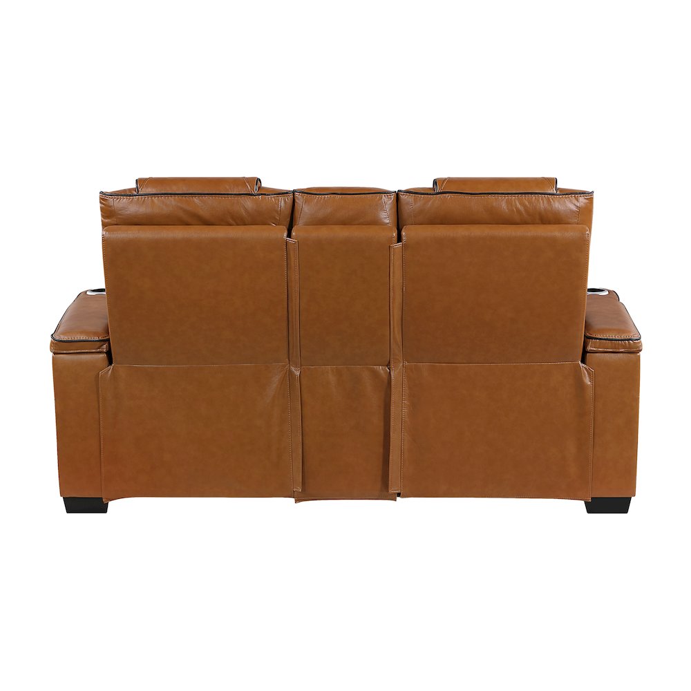Apex Leather 2pc Set: Sofa, Love in Brown
