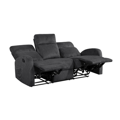 Allen Microfiber 3pc Set: Sofa, Love, Chair in Dark Gray