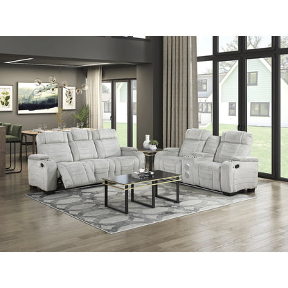 Ronan Microfiber 2pc Set: Sofa, Love in Light Gray