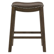 Ordway Solid Wood Backless Bar Stool with Saddle Seat for Kitchen Island, Brown