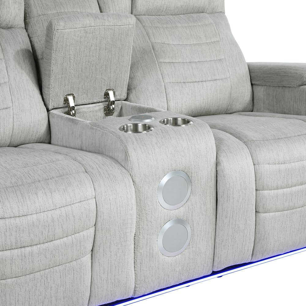 Ronan Microfiber 2pc Set: Sofa, Love in Light Gray