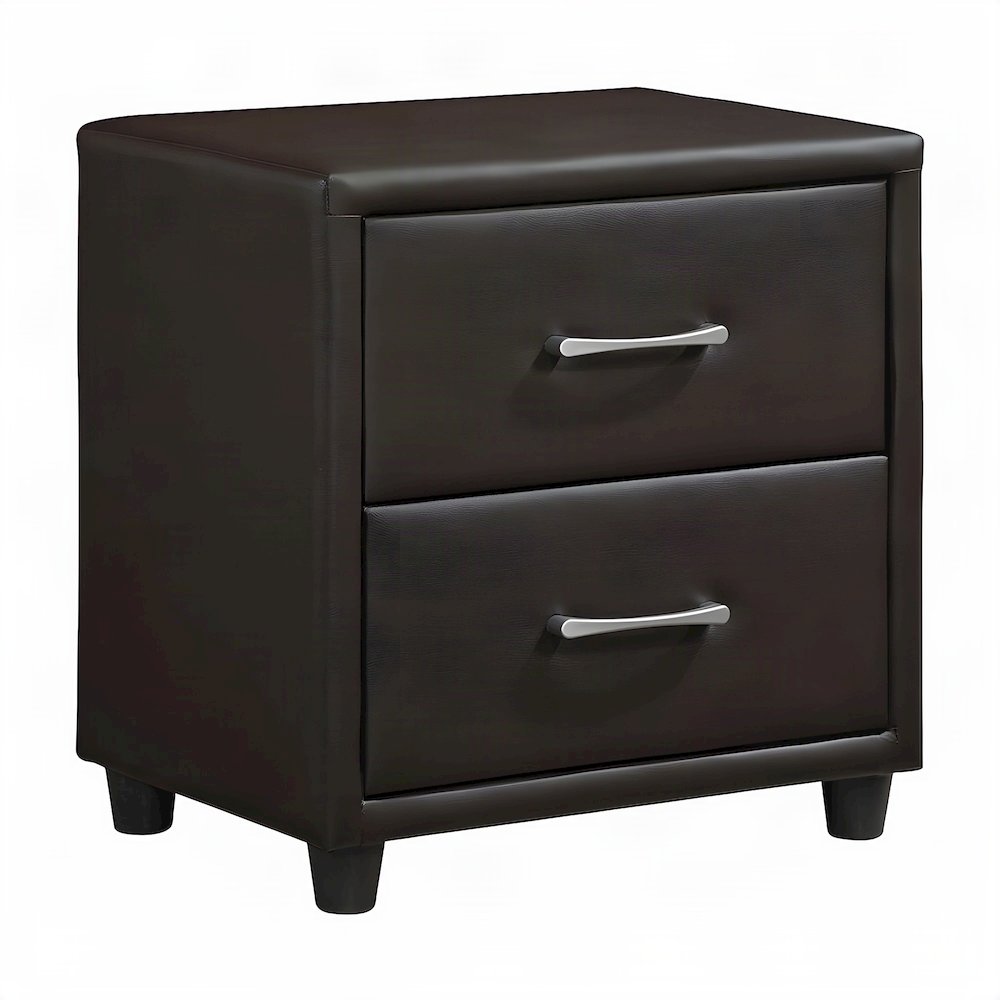 Faux Leather Upholstered Nightstand with Open Shelf, Bedside Table, Dark Brown