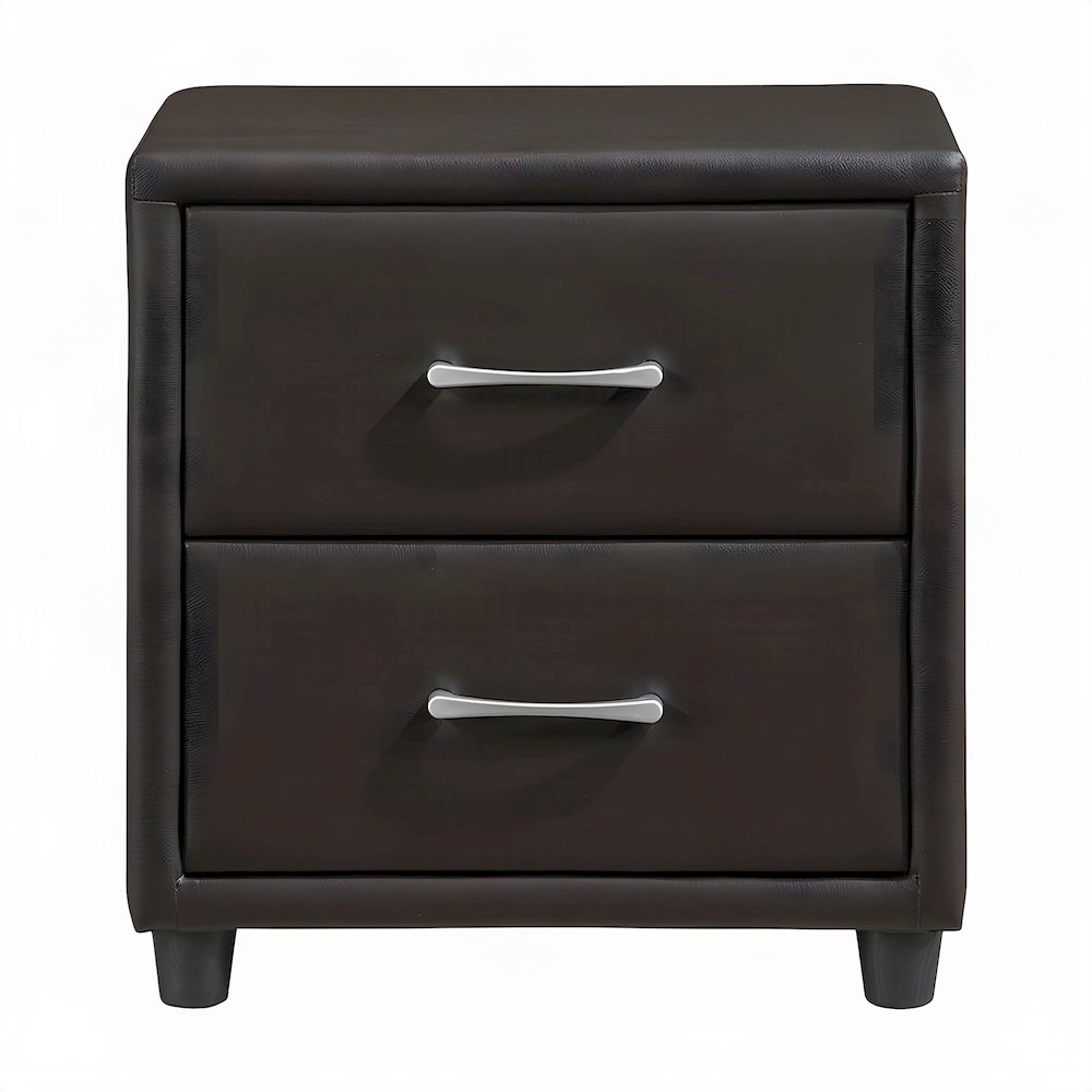 Faux Leather Upholstered Nightstand with Open Shelf, Bedside Table, Dark Brown