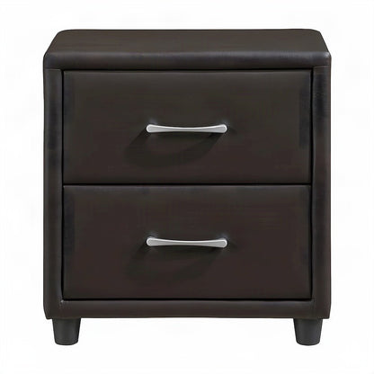Faux Leather Upholstered Nightstand with Open Shelf, Bedside Table, Dark Brown