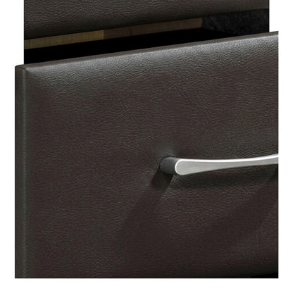 Faux Leather Upholstered Nightstand with Open Shelf, Bedside Table, Dark Brown