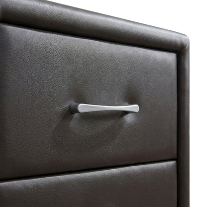 Faux Leather Upholstered Nightstand with Open Shelf, Bedside Table, Dark Brown