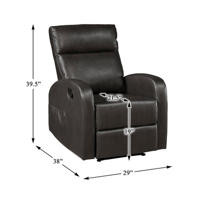 Allen Faux Leather Reclining Chair in Espresso