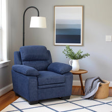 Blue Accent Arm Chair with Comfy Cushions for Living Room Seating